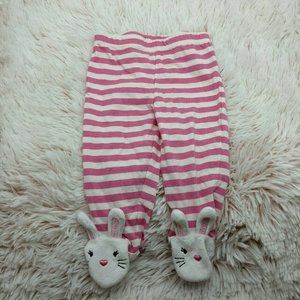 Koala Kids Bunny Footed & Tail Striped Pants 0-3m